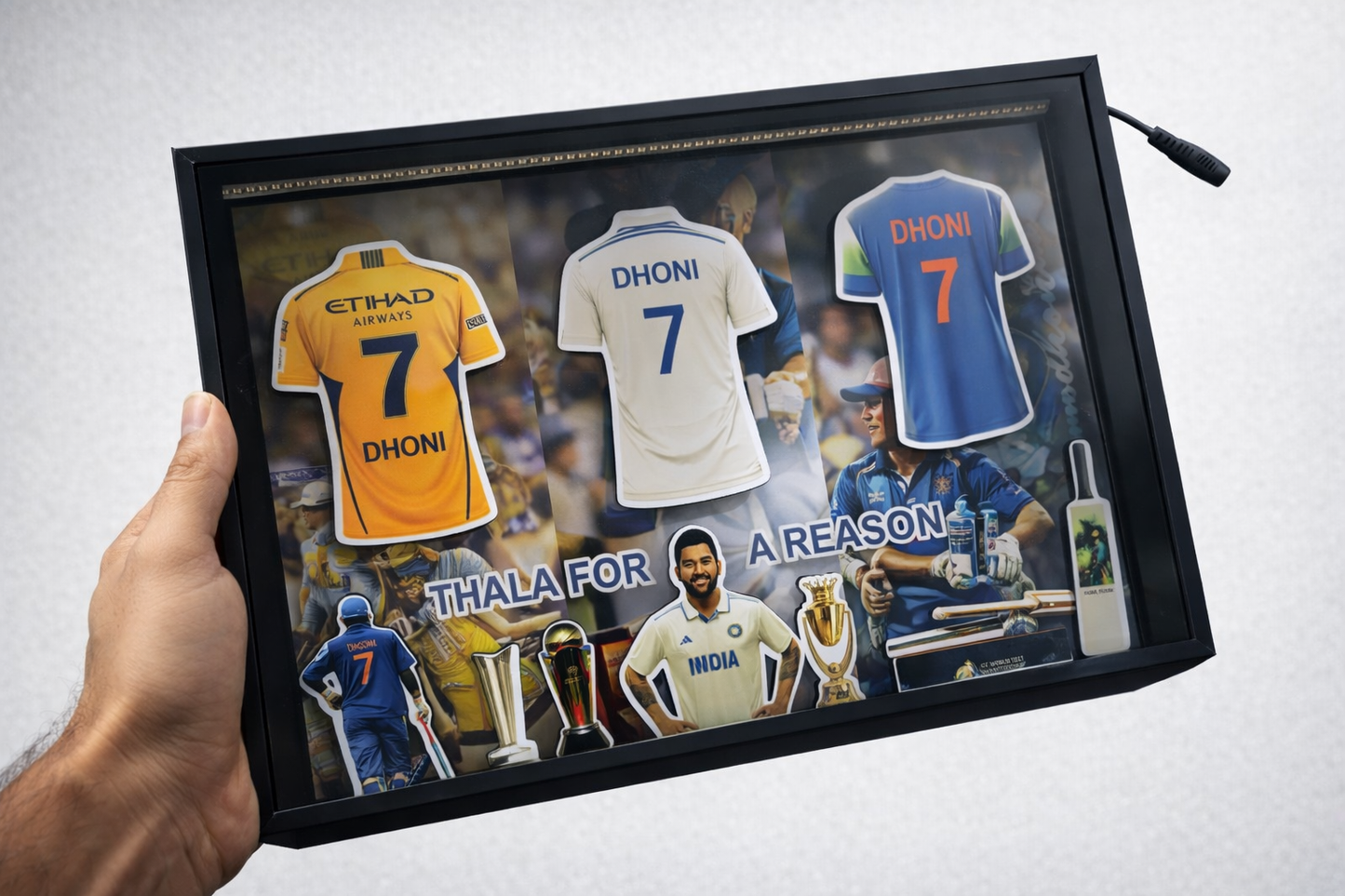 MS Dhoni 3D Shadow Box Frame - THALA FOR A REASON