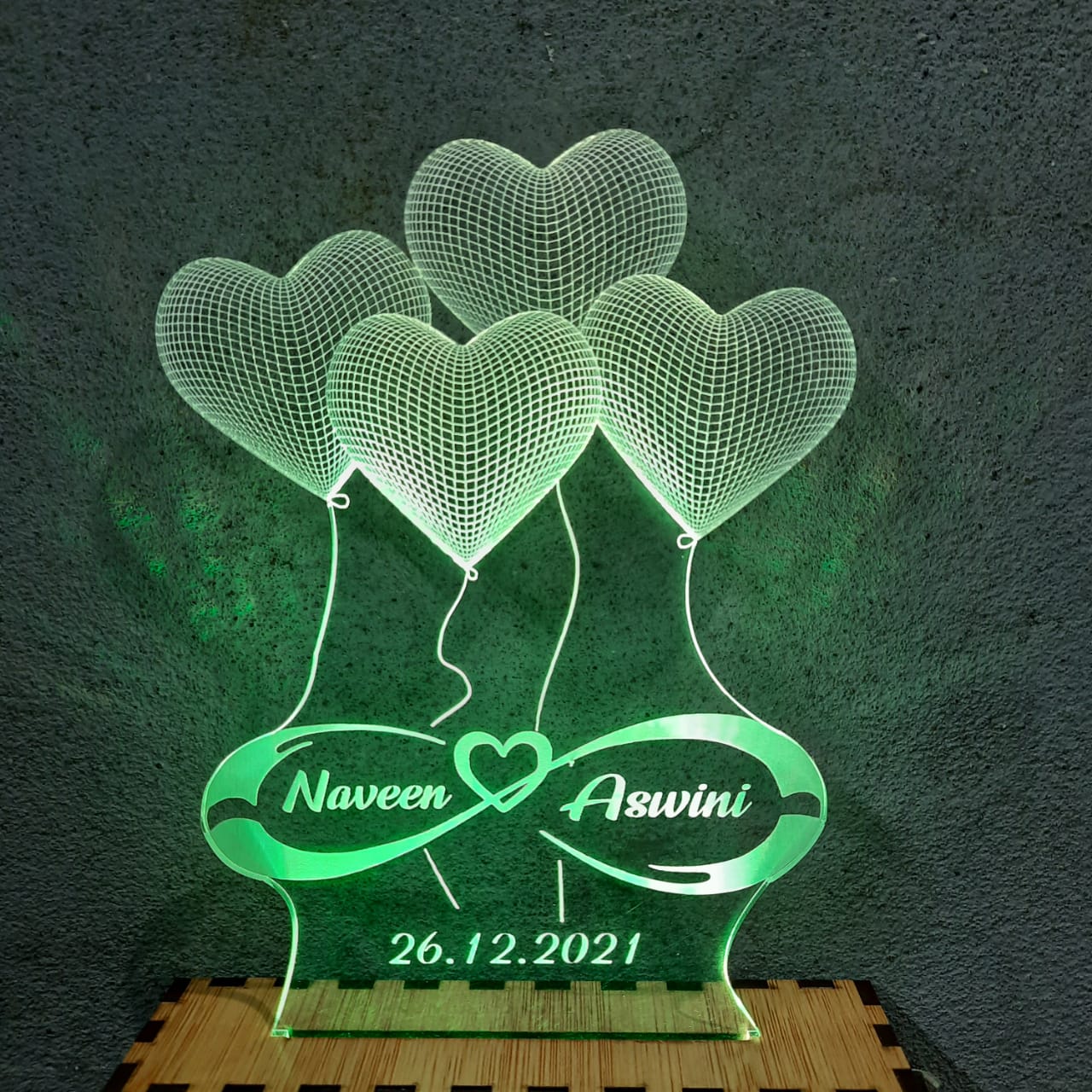 4 HEART ILLUSION LAMP - MULTICOLOR