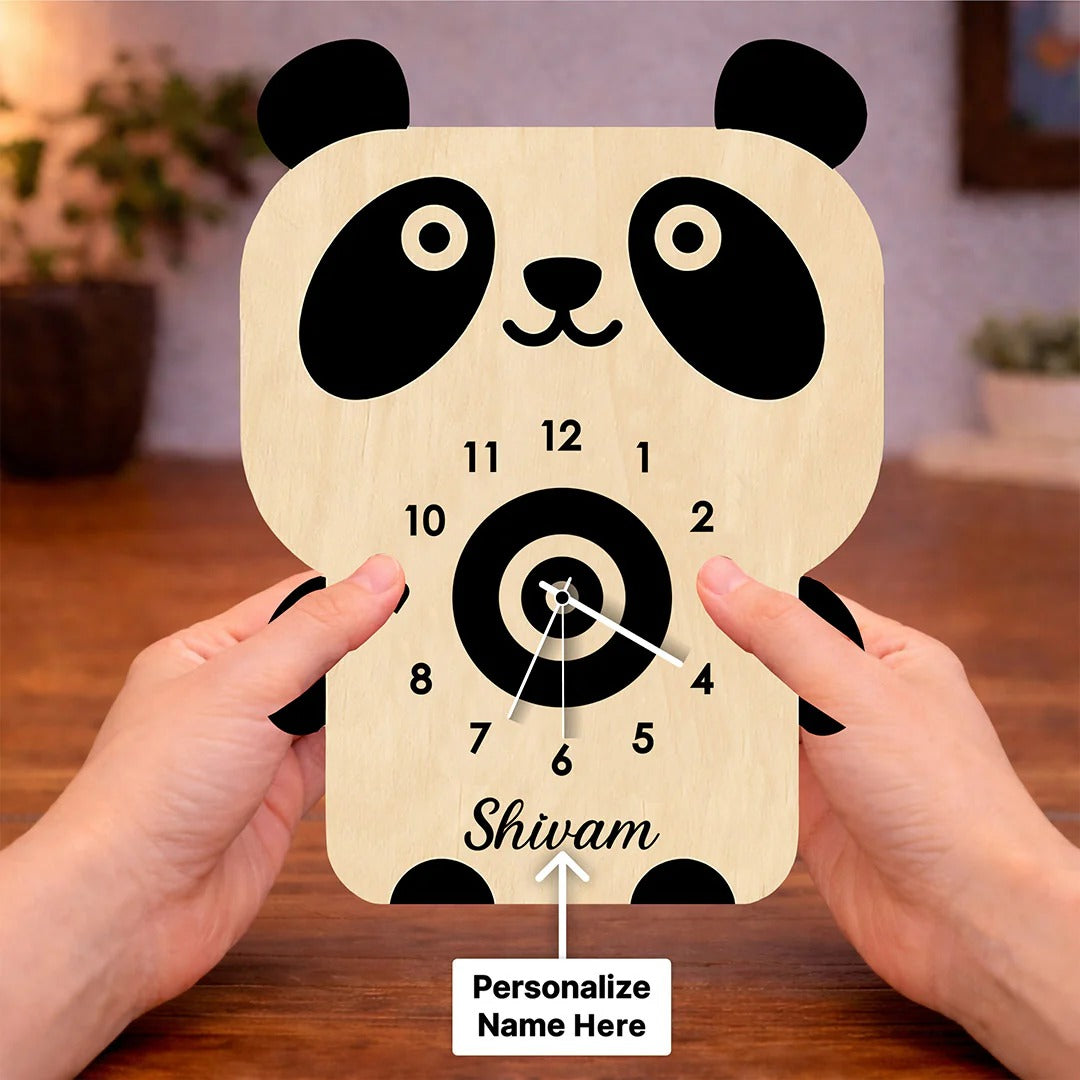 Personalized Panda wooden Wall Clock