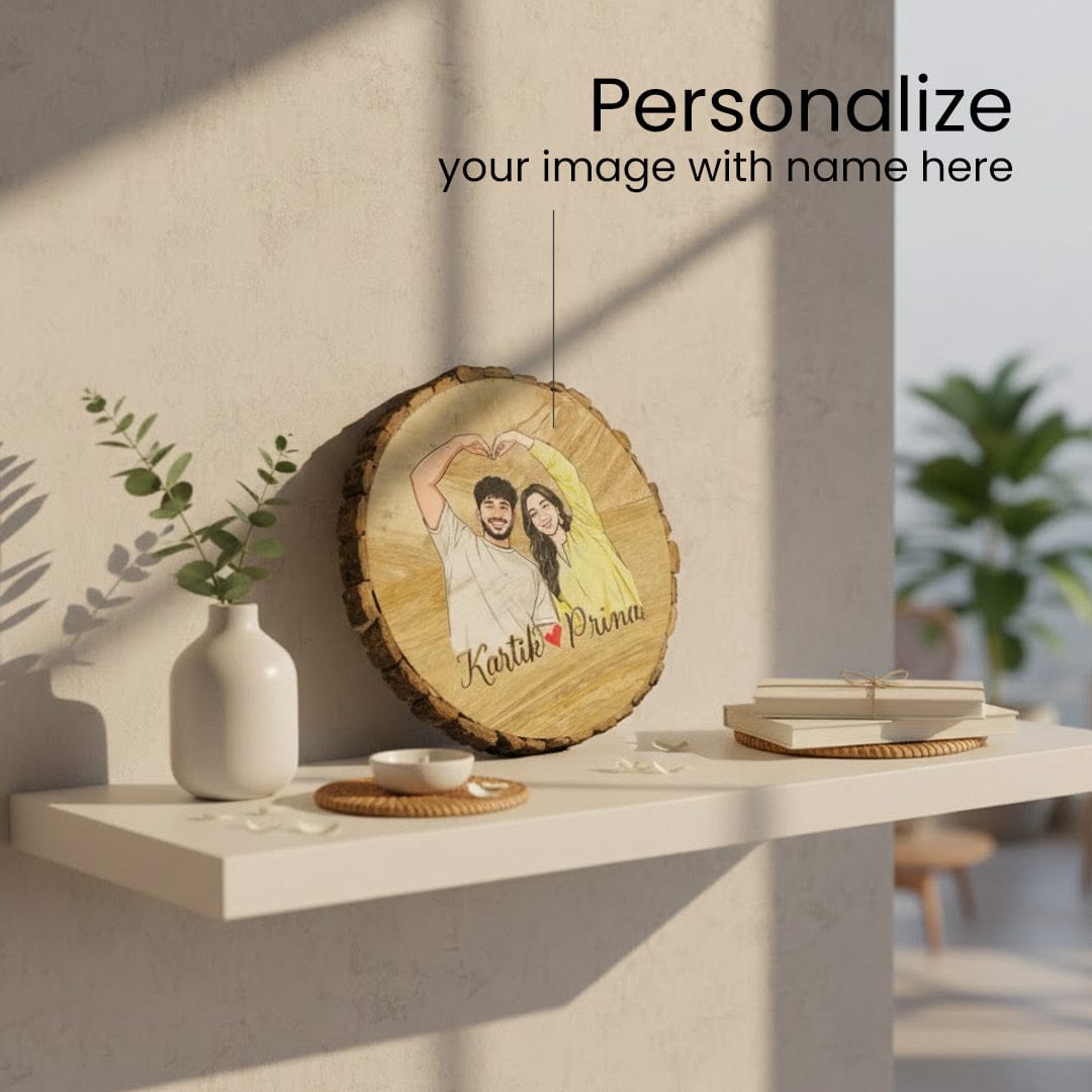 Personalized Wooden Slice with Sketch Art