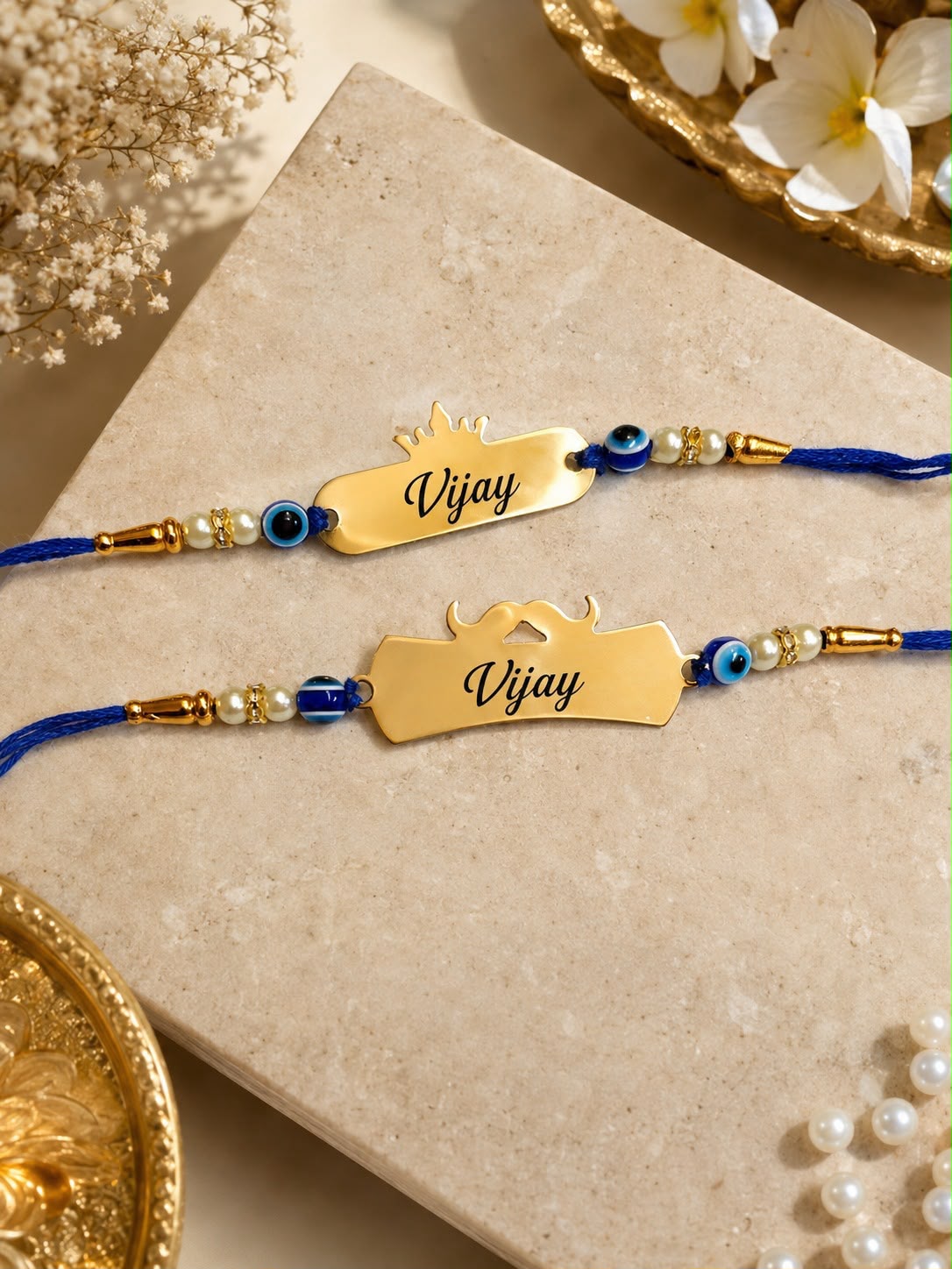 Personalized Metal Evil Eye Name Rakhi