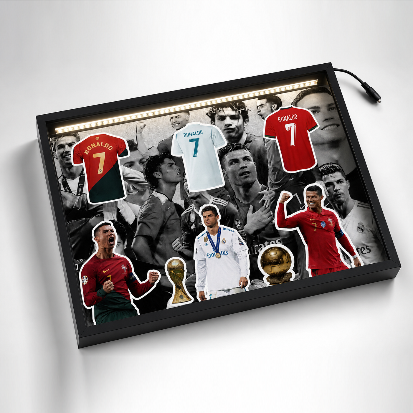CR7 RONALDO LED Shadow Box Frame – Premium Football Legend Display