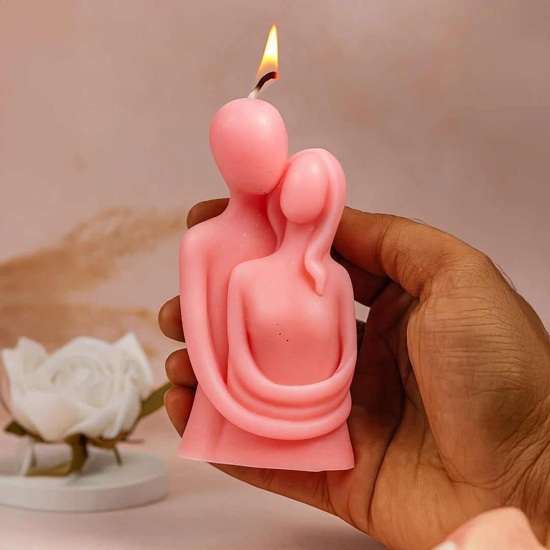 Romantic Couple Hug Candle Sculpture.