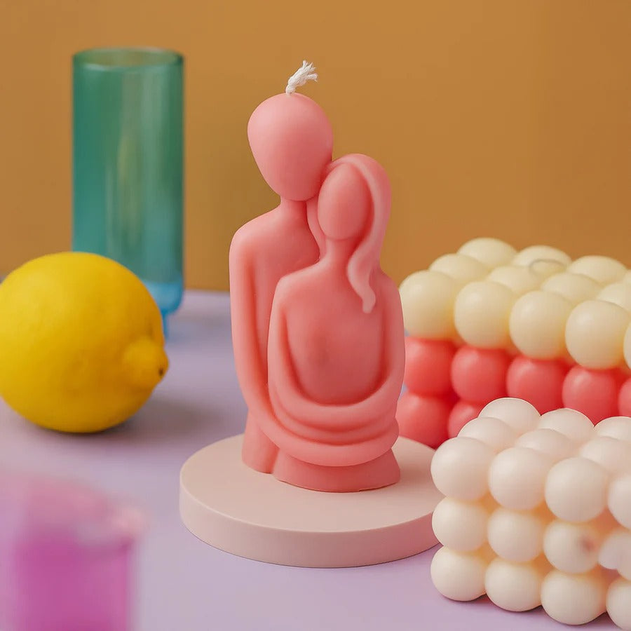 Romantic Couple Hug Candle Sculpture.