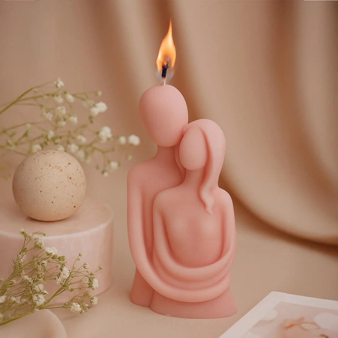 Romantic Couple Hug Candle Sculpture.