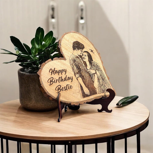 💝 NATURAL WOOD HEART PHOTO FRAME