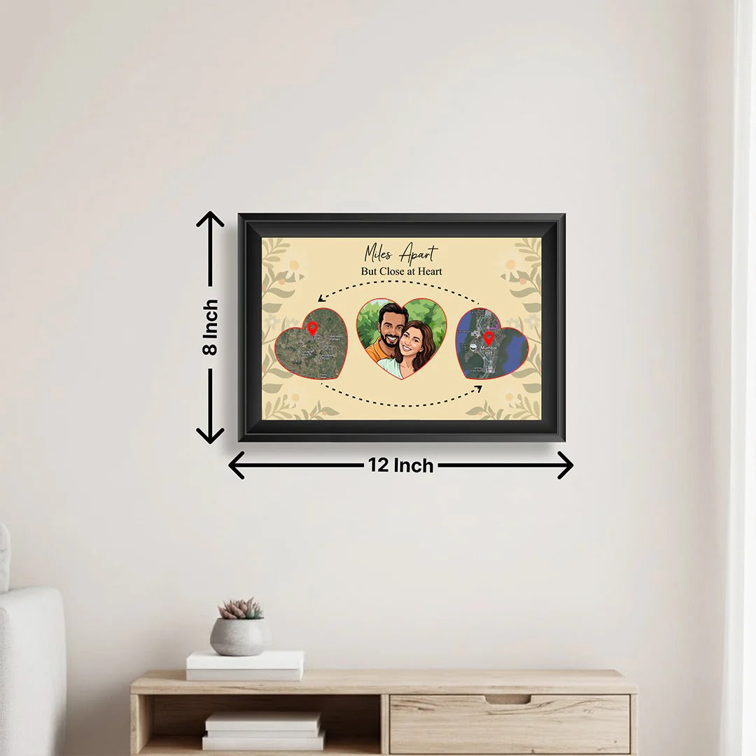 Personalized Long Distance Relationship Map Frame.