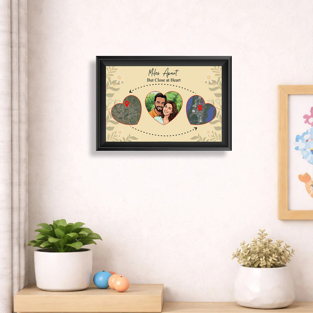 Personalized Long Distance Relationship Map Frame.