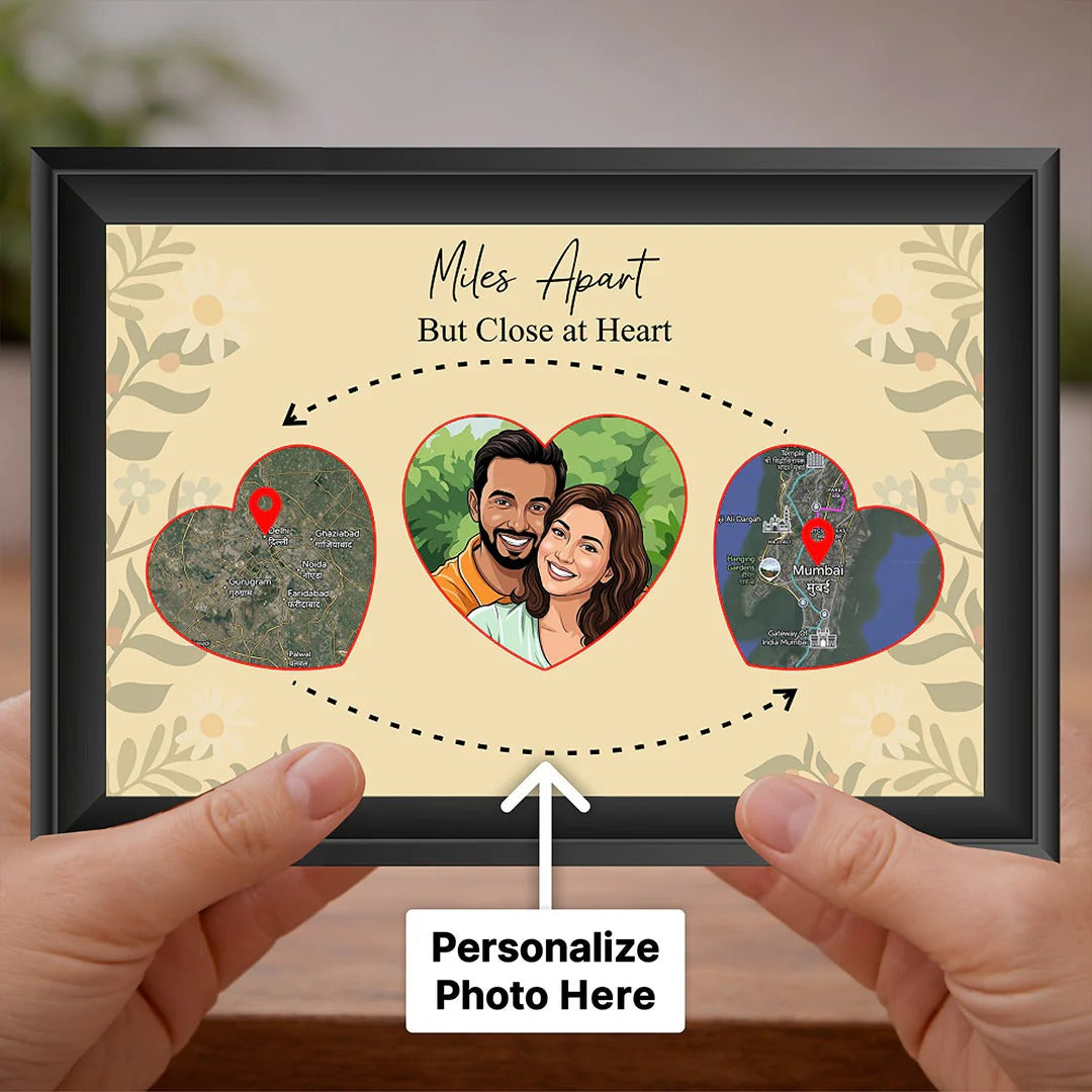 Personalized Long Distance Relationship Map Frame.