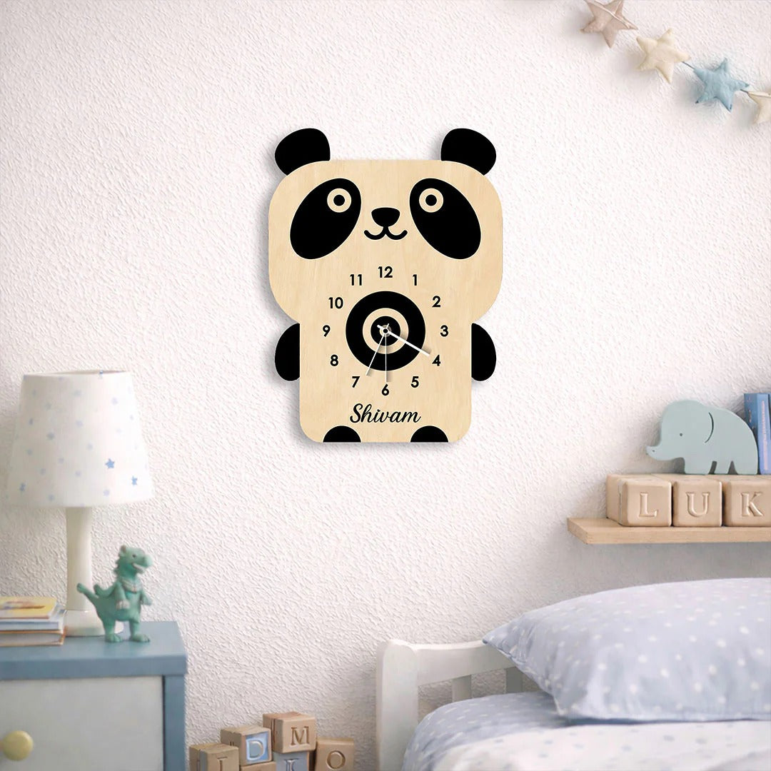 Personalized Panda wooden Wall Clock