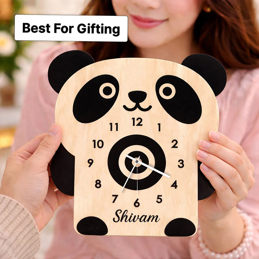Personalized Panda wooden Wall Clock