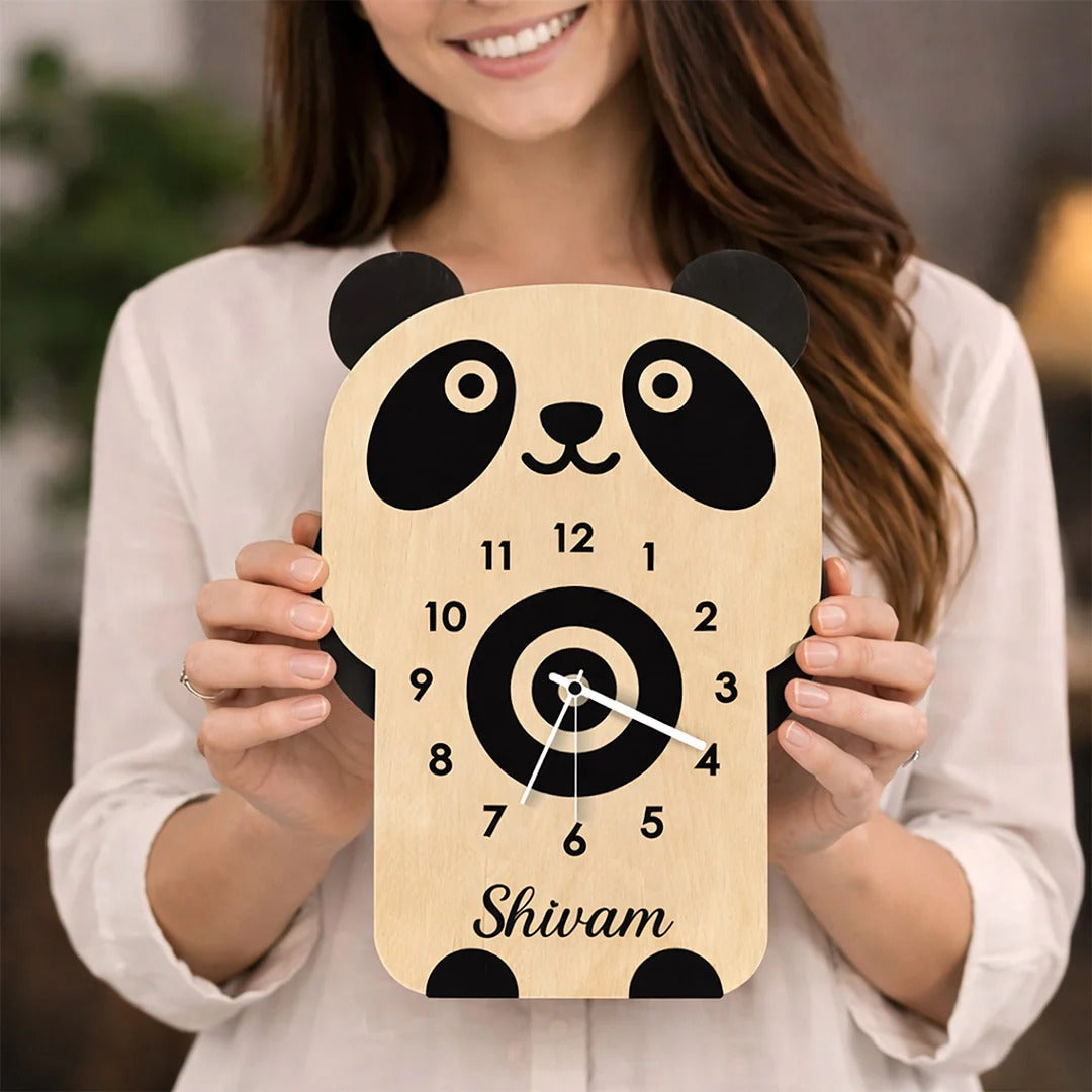 Personalized Panda wooden Wall Clock