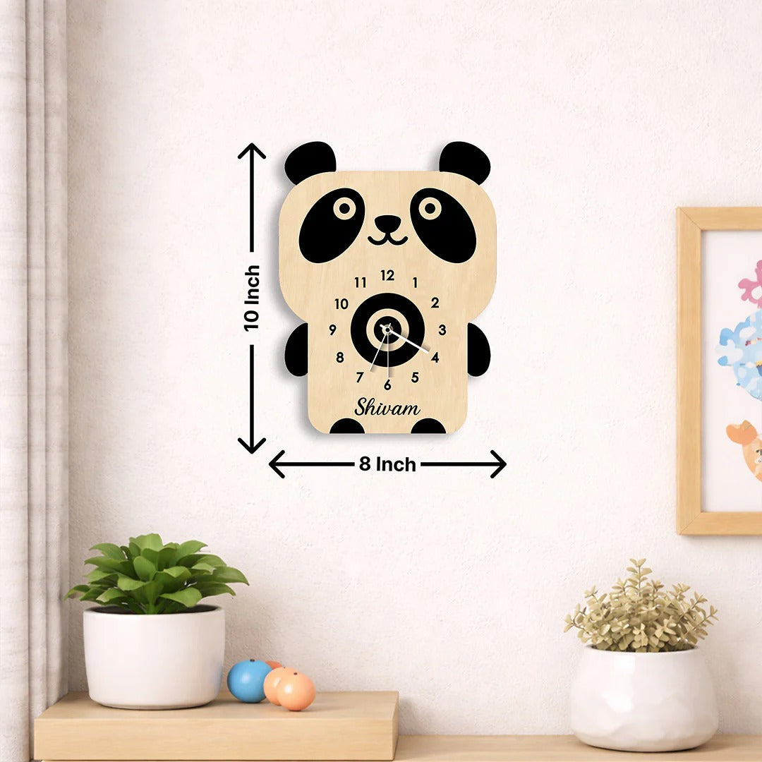 Personalized Panda wooden Wall Clock