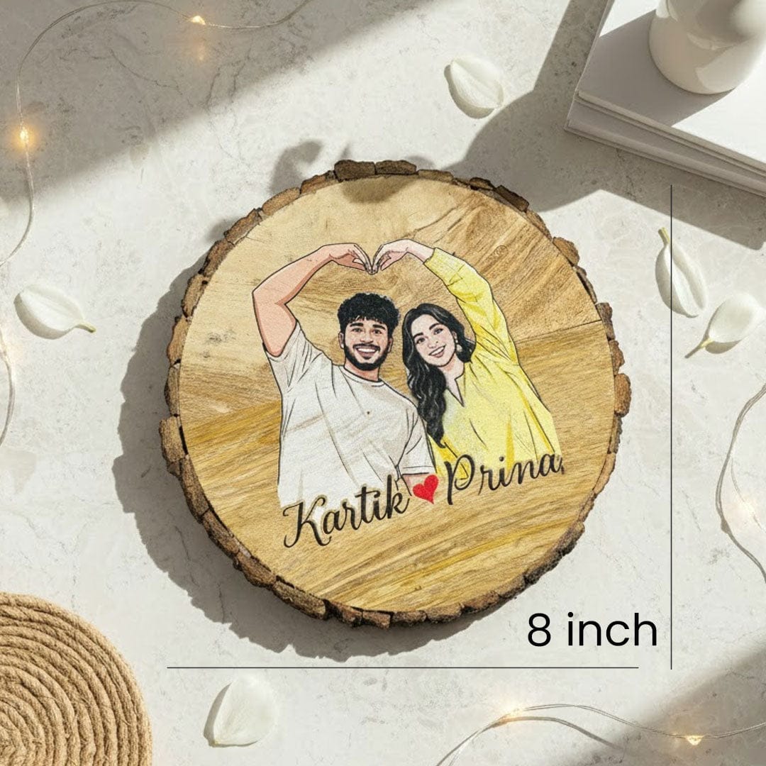 Personalized Wooden Slice with Sketch Art