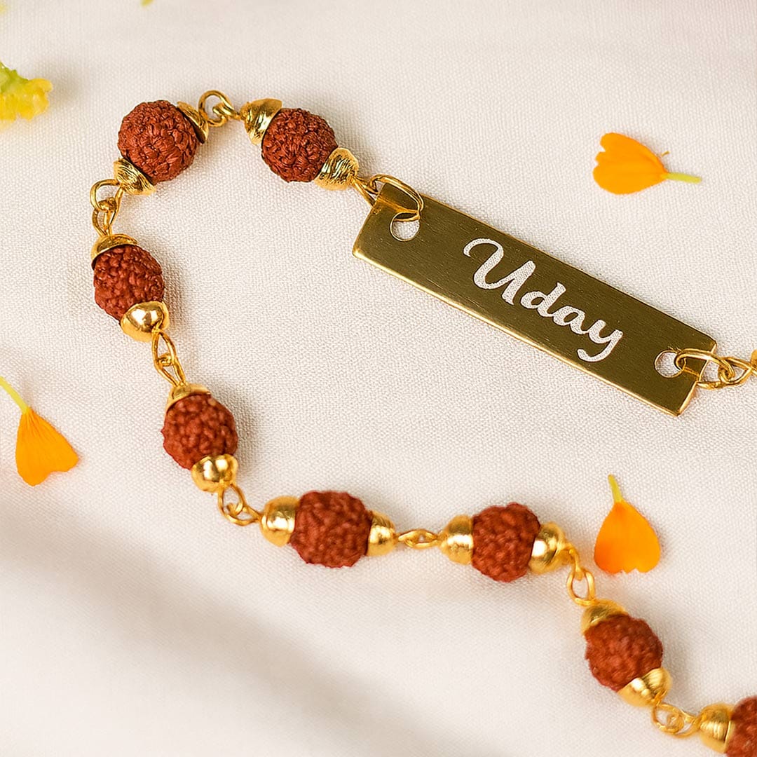 Customize metal Rudraksh rakhi. 🪷📿