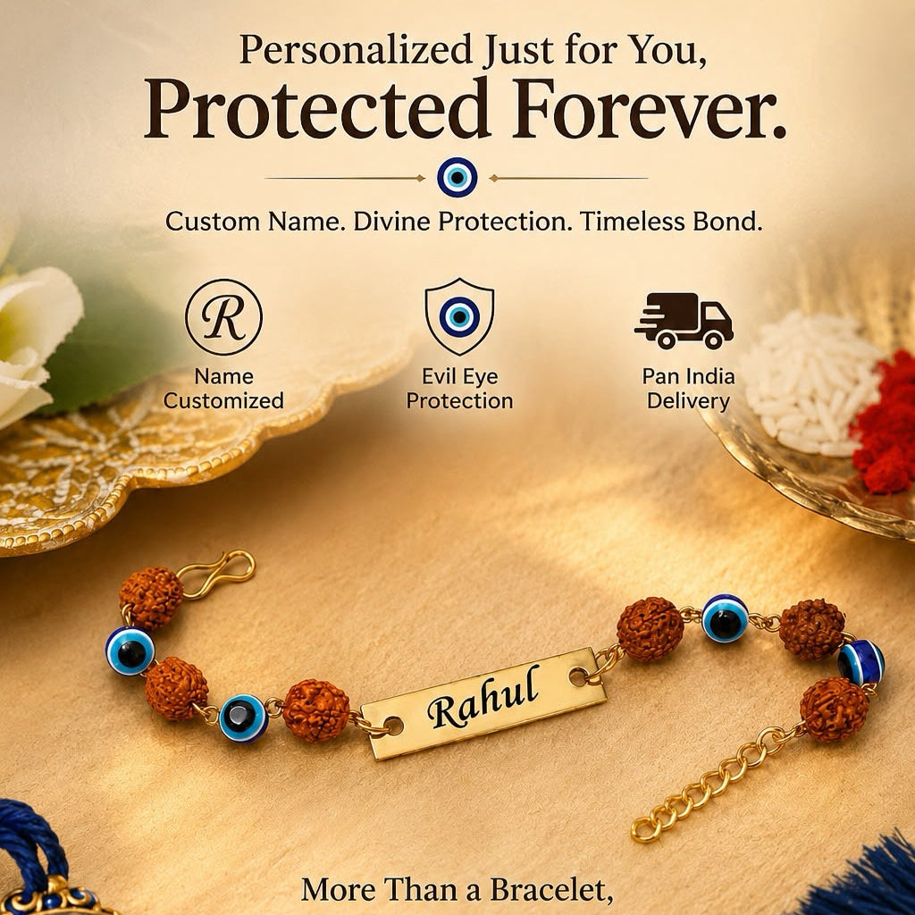 ⭐ Product - Rakhi 6.0 ( Evil Eye Rudraksha Rakhi)
