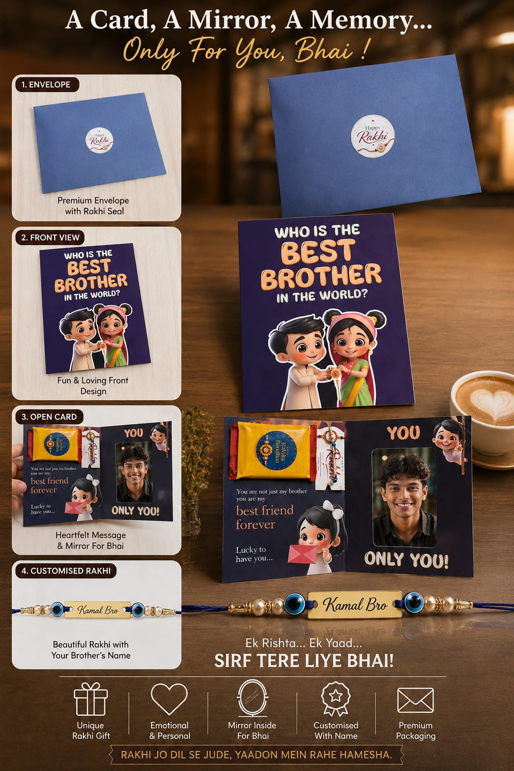 ⭐ Product - Rakhi Hamper 14.0  ( Mirror Rakhi Card )