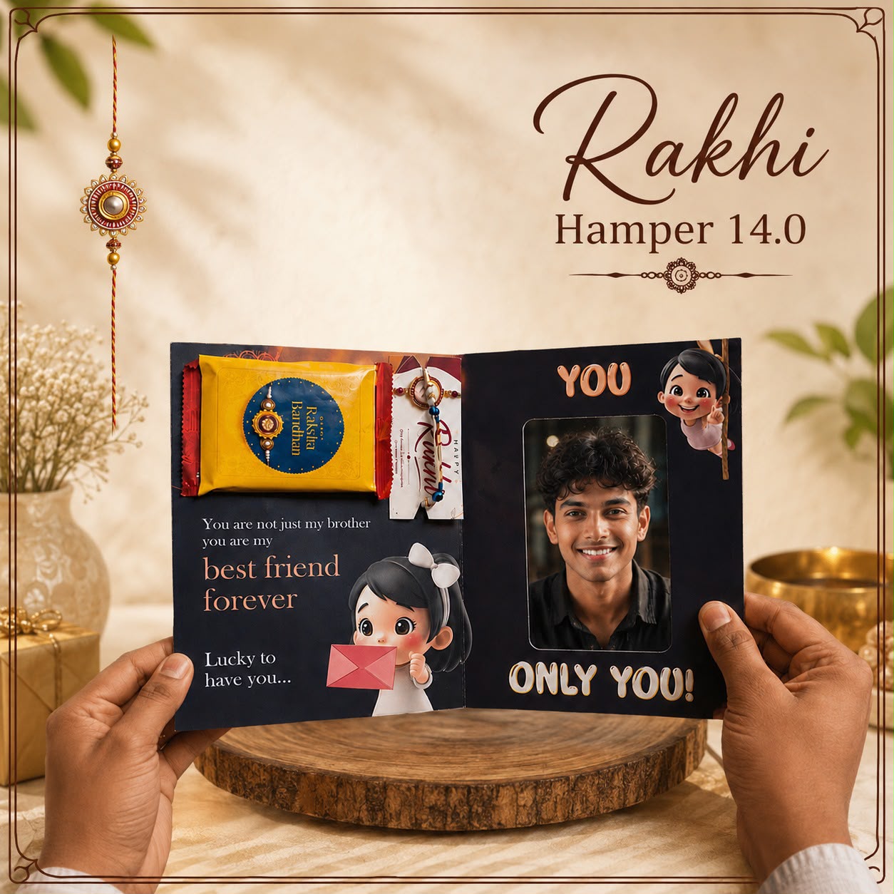 ⭐ Product - Rakhi Hamper 14.0  ( Mirror Rakhi Card )