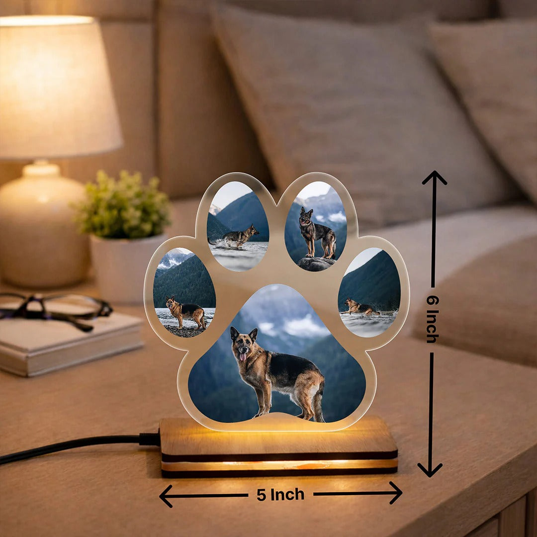 Personalized Pet Photo LED Lamp Paw Shape.